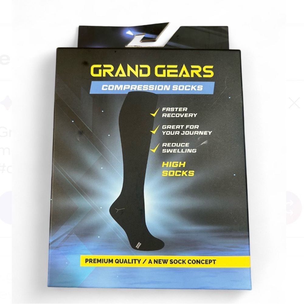 NEW Grand Gears L/XL Compression High Socks For Faster Recovery Reduce Swelling